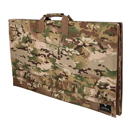 Il Crosstac Precision LR Shooting Mat offre un supporto per bipod, si ripiega facilmente e mantiene la pulizia, con schiuma USA resistente e finitura multicam.