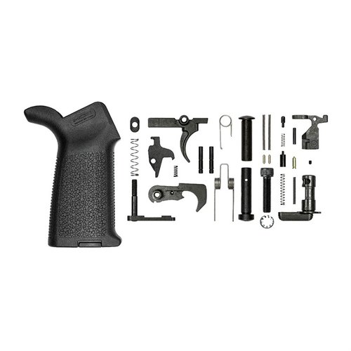 Il kit di parti inferiori AR-15 M4E1 di Aero Precision include il grip Magpul MOE, progettato per il receiver M4E1, senza trigger guard integrato.