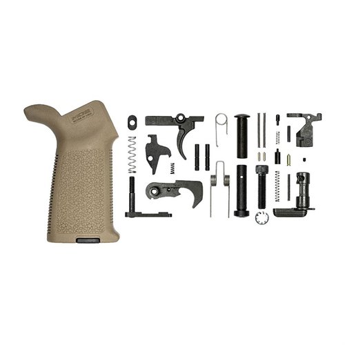 Il kit di parti inferiori AR-15 M4E1 di Aero Precision include il grip Magpul MOE, progettato per il ricevitore M4E1, garantendo un'ottima qualità e funzionalità.