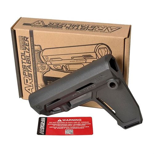 Scopri il stabilizzatore Strike Industries AR Pistol: ergonomico, leggero, con attacco ambidestro e compatibile con tubi buffer fino a 1,25".