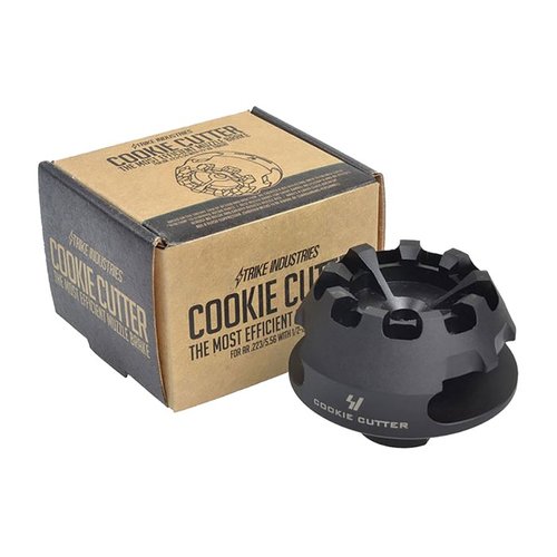 Il COOKIE CUTTER COMP di Strike Industries riduce significativamente il rinculo e il sollevamento della bocca, ideale per SBR e AR-Pistols, con funzione di rottura vetro.