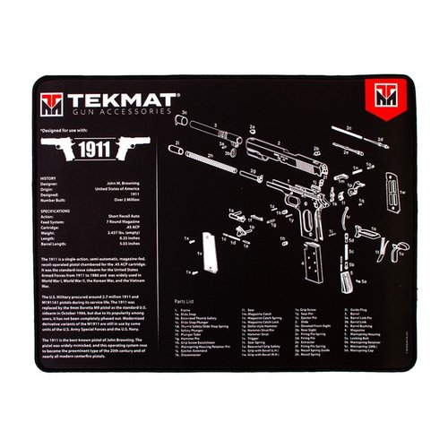 Il TekMat Ultra 20 è un tappetino per la pulizia delle pistole, impermeabile e resistente, con schemi dettagliati per un facile smontaggio e rimontaggio delle armi.