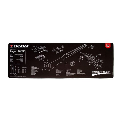 Il TekMat Ultra 44 è un tappetino per la pulizia delle armi impermeabile, resistente e con schemi dettagliati per la Ruger 10/22, ideale per manutenzione e riparazioni.