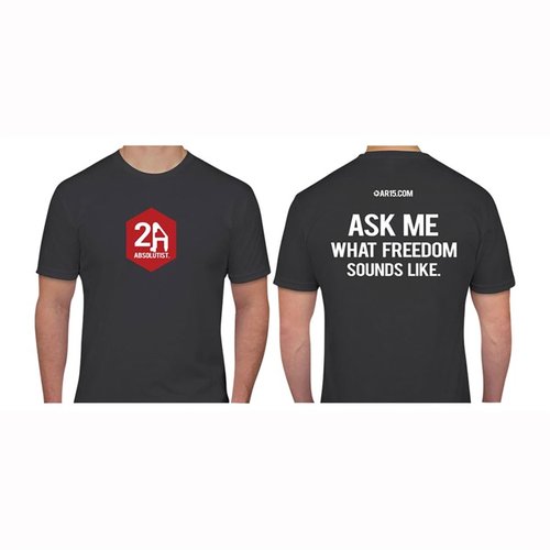 Mostra il tuo amore per le piattaforme AR-15 con la t-shirt 2A Absolutist, realizzata in cotone 100% leggero e morbido, colore Heavy Metal Gray.