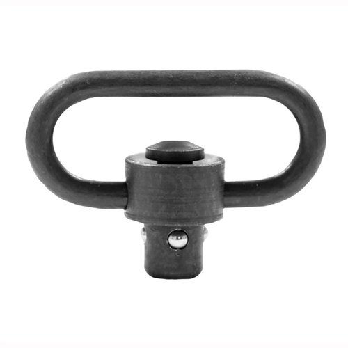 Il Push Button Swivel 1.5" Loop è realizzato in acciaio con finitura in fosfato di manganese, supporta oltre 450 lbs e si adatta a sling pesanti.