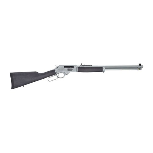 Fucile a leva All Weather .45-70 con finitura in hard chrome, resistente alla corrosione, e legno trattato per affrontare ogni condizione atmosferica.