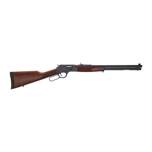 Il Big Boy Steel Carbine .45 Colt offre un telaio in acciaio leggero, canna da 20" o 16.5", e un sistema di sicurezza con caricamento laterale per una caccia versatile.