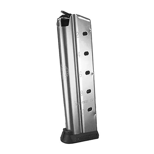 Il caricatore 1911 GOVERNMENT FULL SIZE 9MM offre una capacità di 10 colpi, un design ottimale per un'alimentazione rapida e fluida, realizzato in acciaio inossidabile.