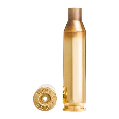 La cartuccia Alpha 260 Remington offre una durata superiore grazie alla tecnologia OCD, disponibile con tasche per primer Large o Small, in confezione da 100.