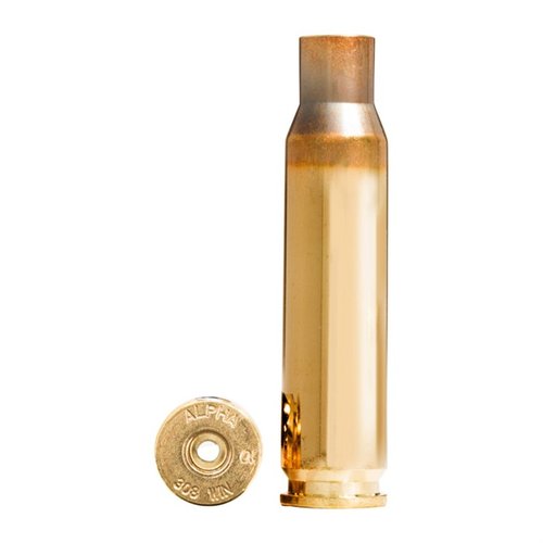 La cartuccia Alpha 308 Winchester offre una vita prolungata della tasca del primer e della cartuccia, disponibile con Large o Small Rifle priming pockets.