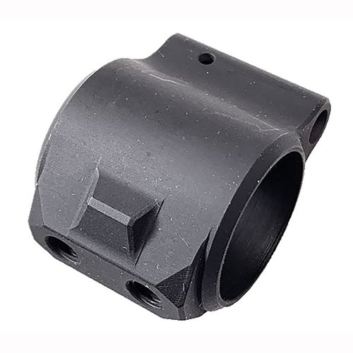 Il GBF è un blocco gas AR-15 .750" in acciaio, progettato con tolleranze strette, accesso per punzone 3/32, e include viti di regolazione e pin per tubi gas.