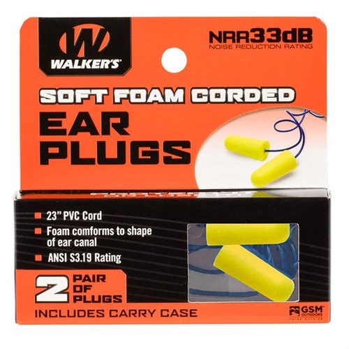 Gli Walkers Corded Foam Ear Plugs offrono una protezione acustica di 32 decibel e sono collegati per evitare di perderli durante le sessioni di tiro.