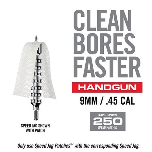I Bore-Max Speed Jag Patches offrono una pulizia del canna più rapida ed efficace, con una migliore assorbenza e una superficie testurizzata per rimuovere i residui.