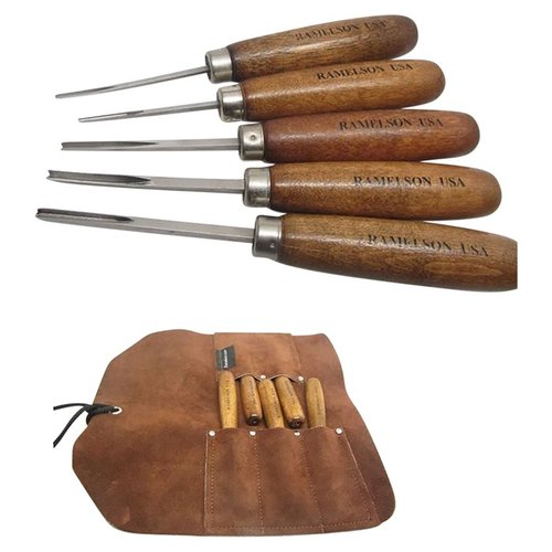 Set di scolpitura GUNSTOCK V & U di 5 pezzi per checkering e restauro, include punte di varie dimensioni per risultati precisi e professionali.