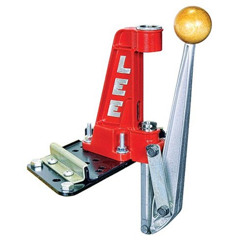Pressa BREECH LOCK LEE, con leva bilanciata sicura, ampia libertà di movimento, compatibile con dies standard 7/8 x14. Ideale per decapping e seating.