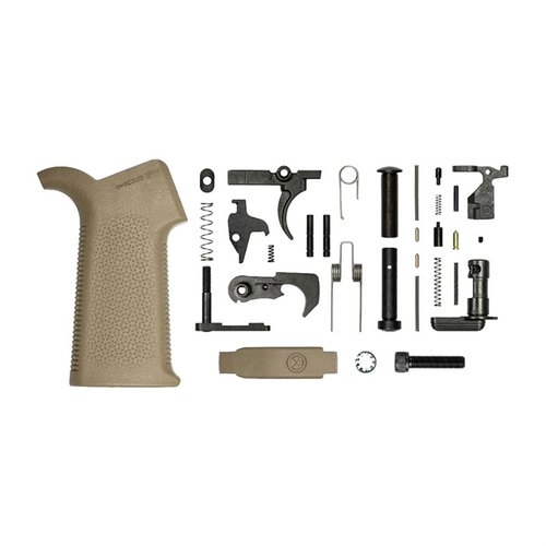 Il kit di parti inferiori AR-15 di Aero Precision include un'impugnatura Magpul MOE SL® e tutti i componenti necessari per assemblare un lower receiver mil-spec.