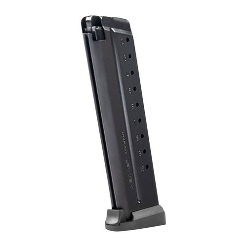 I caricatori MEC-GAR per 1911 Full Size offrono una capacità di 10 e 9 colpi, realizzati in acciaio al carbonio trattato, con rivestimento anti-frizione e componenti resistenti.