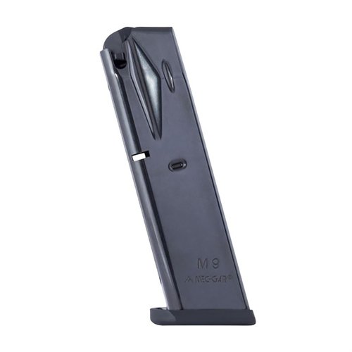 Acquista i caricatori MEC-GAR per Beretta 92FS/M9, realizzati in acciaio temprato con rivestimento anti-frizione, garantendo affidabilità e capacità aumentata.