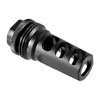 Il freno di bocca ASR Hybrid di SilencerCo riduce il rinculo e facilita il montaggio di silenziatori, con costruzione in acciaio inox e finitura nera resistente.