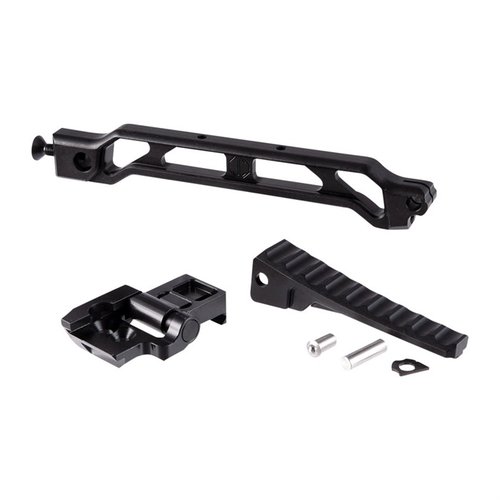Braccio rialzato da 8 pollici con buttplate pieghevole, design modulare, socket QD integrato, in alluminio 7075 T6, leggero e rigido, include hardware di montaggio.