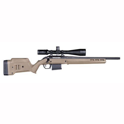 Il calcio Magpul Hunter American per Ruger® American offre una soluzione drop-in, lunghezza di tiro regolabile, e compatibilità M-LOK per accessori aggiuntivi.