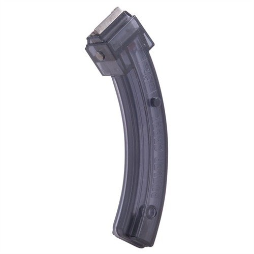 Caricatore in polimero extra-resistente per Ruger 10/22, con capacità di 25 colpi di .22LR, alimentazione uniforme e facile accoppiamento per ricariche rapide.