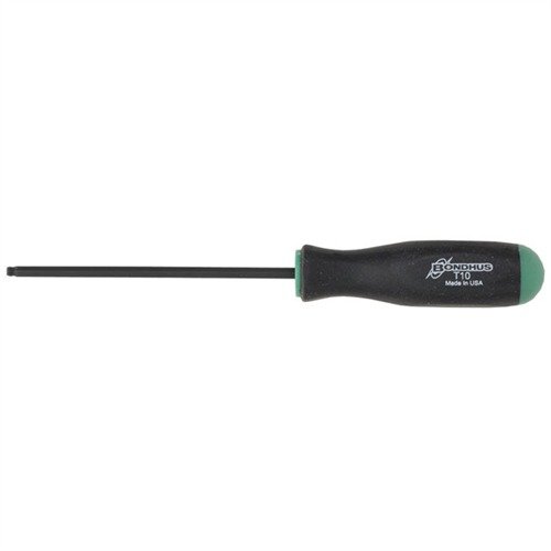 I cacciaviti Torx® Bondhus offrono un'impugnatura sicura e controllo preciso, con una testa a sfera che consente angoli fino a 25°, ideali per viti di ottiche.