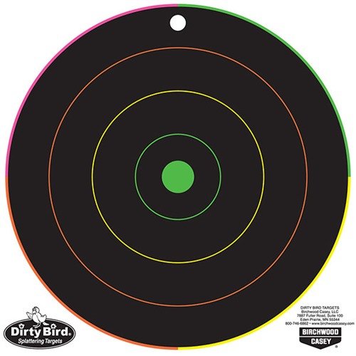 I bersagli DIRTY BIRD MC8-20 presentano un design a colori fluorescenti che evidenzia i colpi, facilitando la visibilità senza dover andare a recuperare il bersaglio.