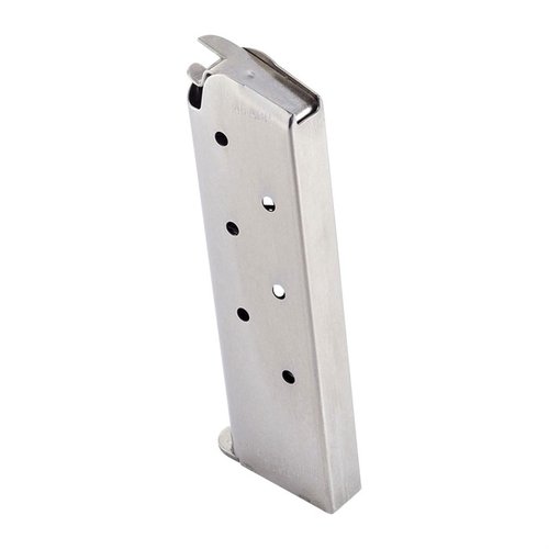 .45 ACP Classic Magazine per 1911, capacità 7 colpi, costruzione in acciaio inox, design GI, durevolezza e affidabilità, facile inserimento e rimozione.