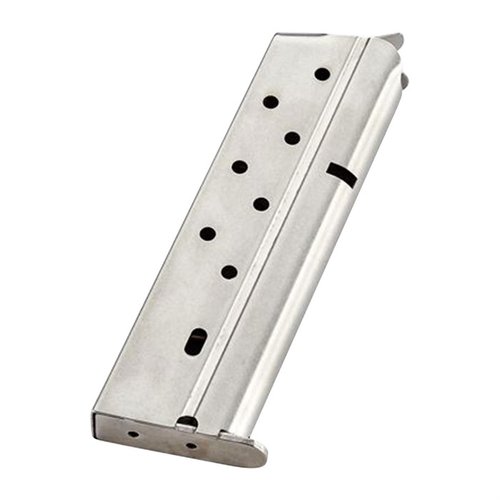 Il caricatore Classic 10mm per 1911 offre una capacità di 9 colpi, costruzione in acciaio inox, e un design compatto per una facile maneggevolezza e affidabilità.