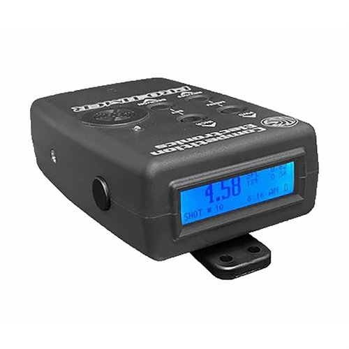 Il PROTIMER offre un'interfaccia intuitiva, memoria di 50 colpi, calcolo del hit factor e un LED di segnale, garantendo oltre 20 ore di operatività con una batteria 9V.