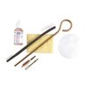 Kit di pulizia specifico per pistole 9mm/.357/.38, include asta in ottone, spazzola, prodotti per pulizia e panno, tutto in una pratica custodia zip.