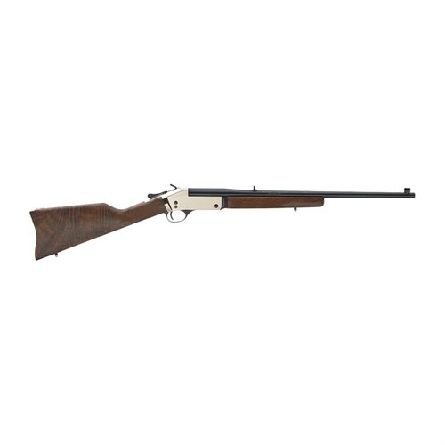 L'Henry H015B-357 è un fucile a colpo singolo in .357 Mag con canna da 22" e finitura in ottone lucidato, ideale per precisione e stile.