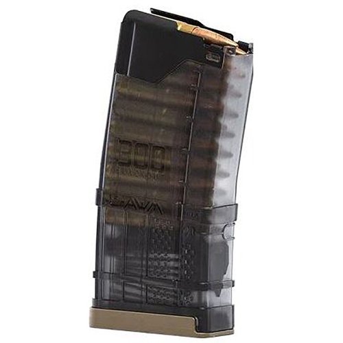 Il Lancer Magazine 300 Blk da 20 colpi in Translucent Smoke offre durata, affidabilità e visibilità del livello di munizioni, ideale per ogni appassionato di tiro.