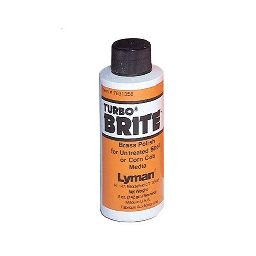 Lyman Turbo Brite Brass Polish 5oz offre una pulizia profonda e brillantezza per le tue munizioni in ottone, migliorando l'aspetto e la funzionalità.