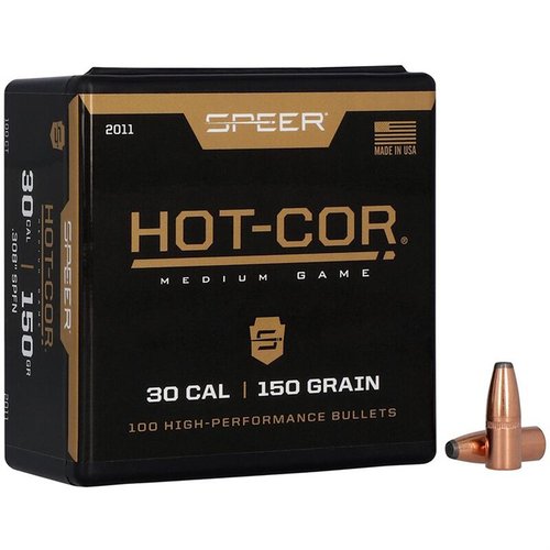 Le palle Speer .30 .308 150GR FN HOT-COR offrono prestazioni superiori, precisione e affidabilità, ideali per la caccia e il tiro a lunga distanza.
