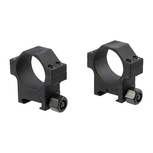 Anelli tattici 30mm EGW, realizzati in alluminio, garantiscono allineamento preciso grazie a coppie numerate. Finitura nera resistente e compatibilità con basi Picatinny.