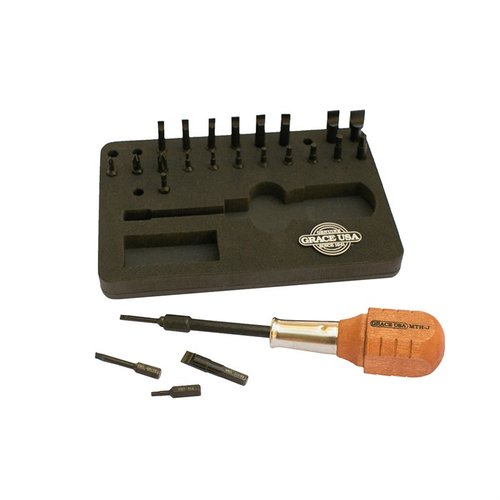 Il set di cacciaviti magnetici Grace USA Gunsmith 24-Bit offre precisione, durata e una selezione completa di punte per una manutenzione efficace delle armi.