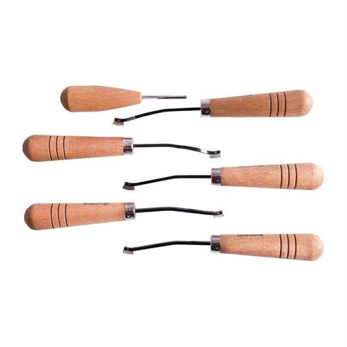 Il CAMP PERRY CHECKERING SET di GUNLINE offre strumenti completi per lavori di checkering, con teste a molla, tagli precisi e accessori per risultati professionali.