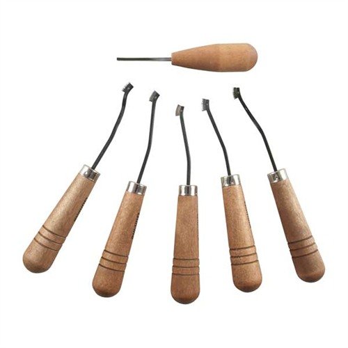 Il set di checkering CAMP PERRY di GUNLINE offre strumenti di alta qualità per lavori di checkering su legno, con teste a molla, taglio fluido e duraturo.