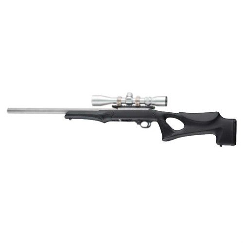 Il calcio Tactical Thumbhole Hogue per Ruger 10-22® offre un design ergonomico, canale per canna .920, e materiale OverMolded® resistente per un'ottima presa.