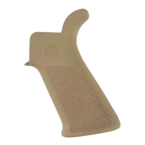 Il grip Beavertail in gomma OverMolded® di Hogue offre comfort, texture antiscivolo e resistenza agli oli, ideale per AR-15/M16.