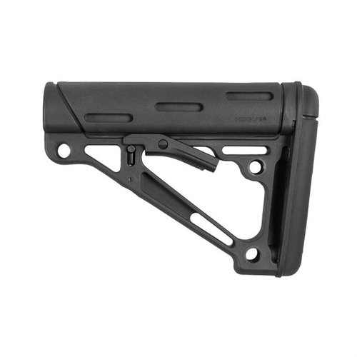 Il calciolo Hogue OverMolded® offre una costruzione in polimero rinforzato, supporto guancia in gomma e un design anti-rumore per una stabilità ottimale.