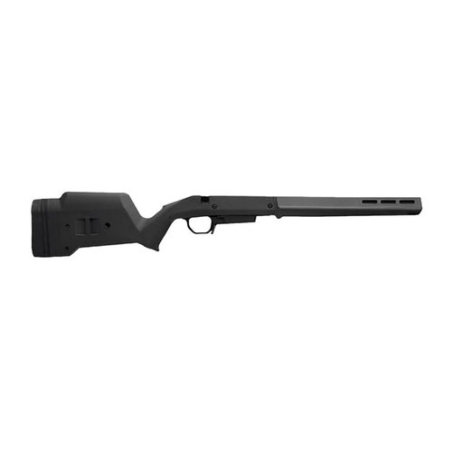 L'HUNTER AMERICAN STOCK offre una lunghezza di pull regolabile, ergonomia avanzata, compatibilità M-LOK e un magazine well STANAG per un'ottima esperienza di tiro.