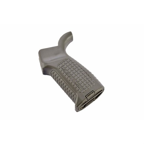 Il grip WILSON COMBAT AR offre comfort e controllo, è resistente a olio e solventi, e presenta un design ergonomico con spazio per batterie, perfetto per M16/M4/AR15.