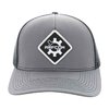 Cappellino snapback antracite con mesh nera e patch a diamante