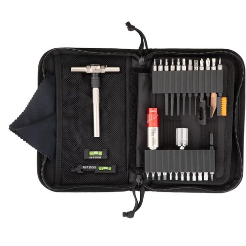 Il Long Range Rifle Kit di Fix It Sticks offre strumenti di alta qualità, torque limiters, e accessori per la manutenzione e l'allineamento del tuo fucile di precisione.