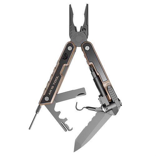 Il Real Avid AR-15 Tool è un multi-tool 37-in-1 con pinze, coltello serrato, scraper per carbonio e 12 bit, ideale per mantenere il tuo AR15 sempre funzionante.