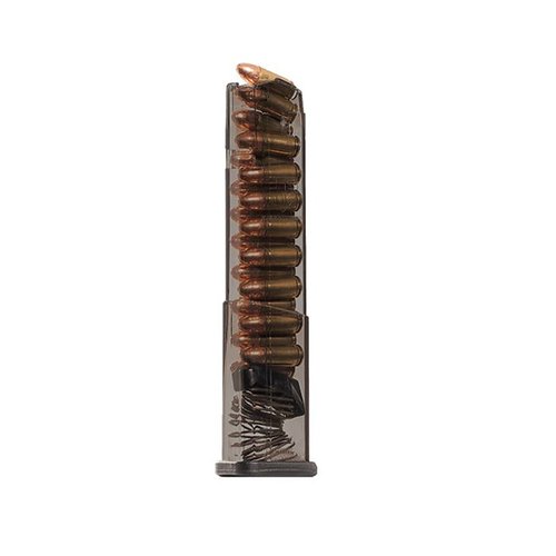 Compatibile con Glock® 43X/48, capacità di 10 e 19 colpi, resistenza agli impatti, facile da smontare e corpo traslucido per controllare le munizioni.