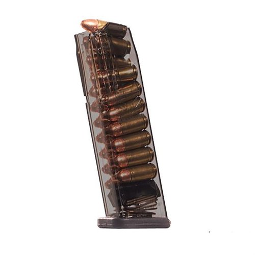 Caricatore Smith & Wesson M&P 9mm da 17 colpi, resistente agli urti, facile da smontare, compatibile con estensioni Glock e con corpo traslucido per il conteggio delle munizioni.